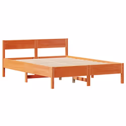 vidaXL Bed Frame with Headboard Wax Solid Wood Pine - wax brown, 135 x 190 cm - Additional view 4