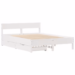 vidaXL Bed Frame with Headboard Wax Solid Wood Pine - white, 120 x 190 cm