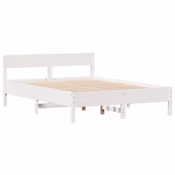 vidaXL Bed Frame with Headboard Wax Solid Wood Pine - white, 120 x 190 cm - Additional view 4
