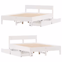vidaXL Bed Frame with Headboard Wax Solid Wood Pine - white, 120 x 190 cm - Additional view 8