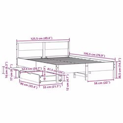 vidaXL Bed Frame with Headboard Wax Solid Wood Pine - wax brown, 120 x 190 cm - Additional view 3