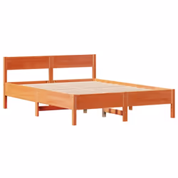 vidaXL Bed Frame with Headboard Wax Solid Wood Pine - wax brown, 120 x 190 cm - Additional view 4