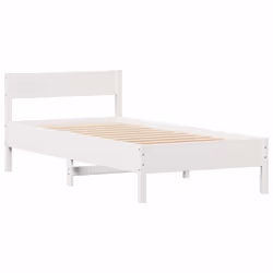 vidaXL Bed Frame with Headboard Wax Solid Wood Pine - white, 90 x 190 cm - Additional view 4