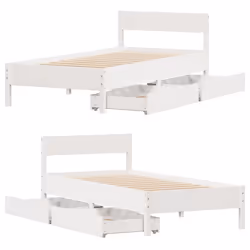 vidaXL Bed Frame with Headboard Wax Solid Wood Pine - white, 90 x 190 cm - Additional view 8