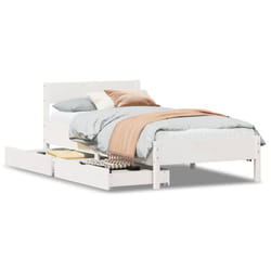 vidaXL Bed Frame with Headboard Wax Solid Wood Pine - white, 75 x 190 cm