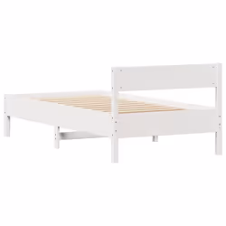 vidaXL Bed Frame with Headboard Wax Solid Wood Pine - white, 75 x 190 cm - Additional view 7
