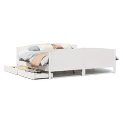 vidaXL Bed Frame with Headboard Bed Base Bedstead Solid Wood Pine - white, 200 x 200 cm