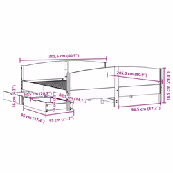 vidaXL Bed Frame with Headboard Bed Base Bedstead Solid Wood Pine - white, 200 x 200 cm