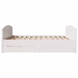 vidaXL Bed Frame with Headboard Bed Base Bedstead Solid Wood Pine - white, 200 x 200 cm - Additional view 6