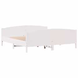 vidaXL Bed Frame with Headboard Bed Base Bedstead Solid Wood Pine - white, 200 x 200 cm - Additional view 7
