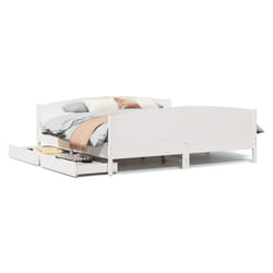 vidaXL Bed Frame with Headboard Bed Base Bedstead Solid Wood Pine - white, 180 x 200 cm