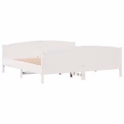 vidaXL Bed Frame with Headboard Bed Base Bedstead Solid Wood Pine - white, 180 x 200 cm - Additional view 4