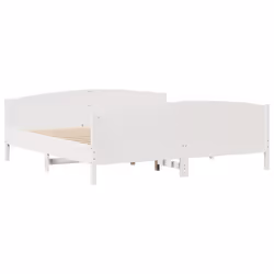 vidaXL Bed Frame with Headboard Bed Base Bedstead Solid Wood Pine - white, 180 x 200 cm - Additional view 7