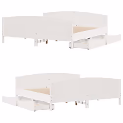 vidaXL Bed Frame with Headboard Bed Base Bedstead Solid Wood Pine - white, 180 x 200 cm - Additional view 8