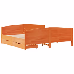 vidaXL Bed Frame with Headboard Bed Base Bedstead Solid Wood Pine - wax brown, 180 x 200 cm - Additional view 2