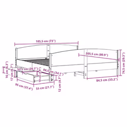 vidaXL Bed Frame with Headboard Bed Base Bedstead Solid Wood Pine - wax brown, 180 x 200 cm - Additional view 3