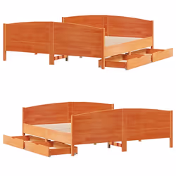 vidaXL Bed Frame with Headboard Bed Base Bedstead Solid Wood Pine - wax brown, 180 x 200 cm - Additional view 8