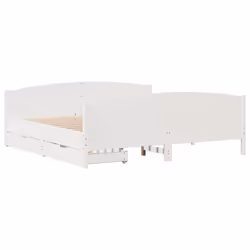 vidaXL Bed Frame with Headboard Bed Base Bedstead Solid Wood Pine - white, 160 x 200 cm