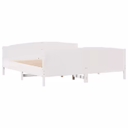 vidaXL Bed Frame with Headboard Bed Base Bedstead Solid Wood Pine - white, 160 x 200 cm - Additional view 4