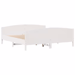 vidaXL Bed Frame with Headboard Bed Base Bedstead Solid Wood Pine - white, 160 x 200 cm - Additional view 7