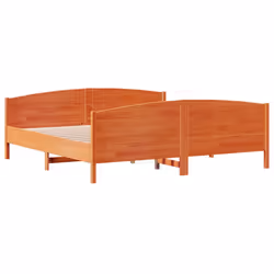 vidaXL Bed Frame with Headboard Bed Base Bedstead Solid Wood Pine - wax brown, 160 x 200 cm - Additional view 7