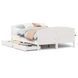 vidaXL Bed Frame with Headboard Bed Base Bedstead Solid Wood Pine - white, 140 x 200 cm