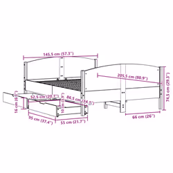 vidaXL Bed Frame with Headboard Bed Base Bedstead Solid Wood Pine - white, 140 x 200 cm