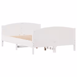 vidaXL Bed Frame with Headboard Bed Base Bedstead Solid Wood Pine - white, 140 x 200 cm - Additional view 4