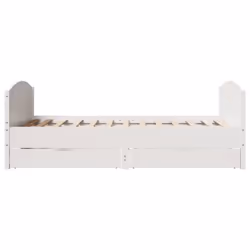 vidaXL Bed Frame with Headboard Bed Base Bedstead Solid Wood Pine - white, 140 x 200 cm - Additional view 6