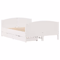 vidaXL Bed Frame with Headboard Bed Base Bedstead Solid Wood Pine - white, 120 x 200 cm - Additional view 2