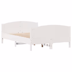 vidaXL Bed Frame with Headboard Bed Base Bedstead Solid Wood Pine - white, 120 x 200 cm - Additional view 4