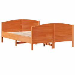 vidaXL Bed Frame with Headboard Bed Base Bedstead Solid Wood Pine - wax brown, 120 x 200 cm - Additional view 4