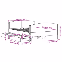 vidaXL Bed Frame with Headboard Bed Base Bedstead Solid Wood Pine - white, 140 x 190 cm