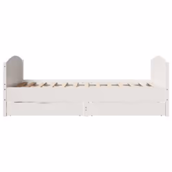vidaXL Bed Frame with Headboard Bed Base Bedstead Solid Wood Pine - white, 135 x 190 cm - Additional view 6