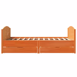 vidaXL Bed Frame with Headboard Bed Base Bedstead Solid Wood Pine - wax brown, 135 x 190 cm - Additional view 6