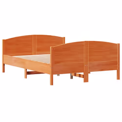 vidaXL Bed Frame with Headboard Bed Base Bedstead Solid Wood Pine - wax brown, 135 x 190 cm - Additional view 7