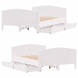 vidaXL Bed Frame with Headboard Bed Base Bedstead Solid Wood Pine - white, 120 x 190 cm - Additional view 8