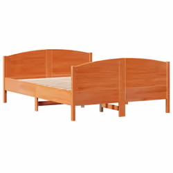 vidaXL Bed Frame with Headboard Bed Base Bedstead Solid Wood Pine - wax brown, 120 x 190 cm - Additional view 7