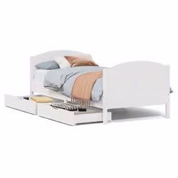 vidaXL Bed Frame with Headboard Bed Base Bedstead Solid Wood Pine - white, 100 x 200 cm