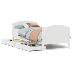 vidaXL Bed Frame with Headboard Bed Base Bedstead Solid Wood Pine - white, 100 x 200 cm