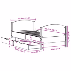 vidaXL Bed Frame with Headboard Bed Base Bedstead Solid Wood Pine - white, 100 x 200 cm