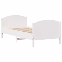 vidaXL Bed Frame with Headboard Bed Base Bedstead Solid Wood Pine - white, 100 x 200 cm - Additional view 4