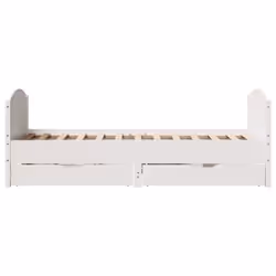 vidaXL Bed Frame with Headboard Bed Base Bedstead Solid Wood Pine - white, 100 x 200 cm - Additional view 6