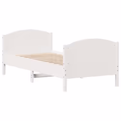 vidaXL Bed Frame with Headboard Bed Base Bedstead Solid Wood Pine - white, 100 x 200 cm - Additional view 7