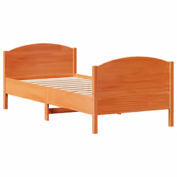 vidaXL Bed Frame with Headboard Bed Base Bedstead Solid Wood Pine - wax brown, 100 x 200 cm - Additional view 4