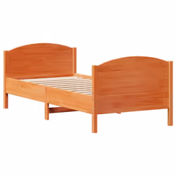 vidaXL Bed Frame with Headboard Bed Base Bedstead Solid Wood Pine - wax brown, 100 x 200 cm - Additional view 7