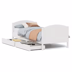 vidaXL Bed Frame with Headboard Bed Base Bedstead Solid Wood Pine - white, 90 x 200 cm
