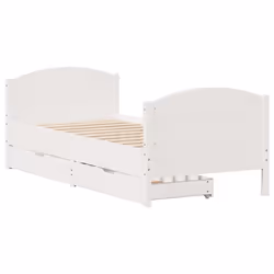 vidaXL Bed Frame with Headboard Bed Base Bedstead Solid Wood Pine - white, 90 x 200 cm