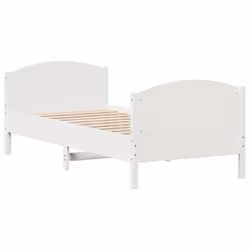vidaXL Bed Frame with Headboard Bed Base Bedstead Solid Wood Pine - white, 90 x 200 cm - Additional view 7