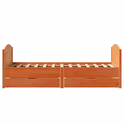 vidaXL Bed Frame with Headboard Bed Base Bedstead Solid Wood Pine - wax brown, 90 x 200 cm - Additional view 6
